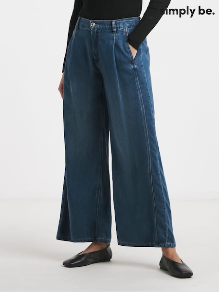 Simply Be Blue Draped Wide Leg Jeans With Tencel TM Lyocell (F05924) | €64