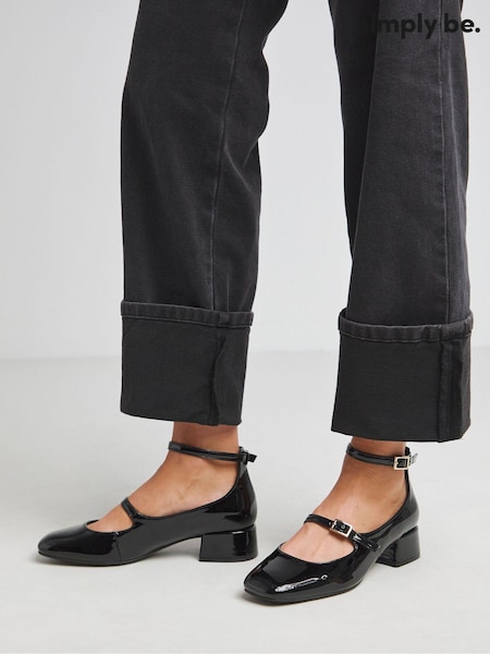 Simply Be Mary Jane Ankle Strap Block Heel Shoes In Wide Fit (F05925) | ‏254 ر.س.‏