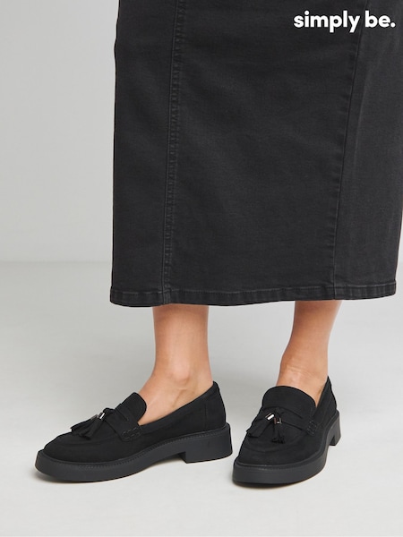 Simply Be Tassle Chunky Loafers In Wide Fit (F05935) | ‏181‏₪