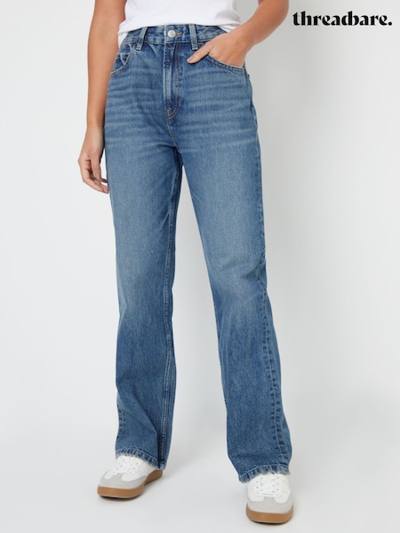 Threadbare Mid Blue Wide Straight Leg Jeans (F05946) | €53