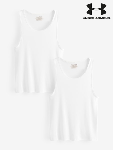 Under Armour White Performance Cotton Under Vests 2 Pack (F06116) | €40
