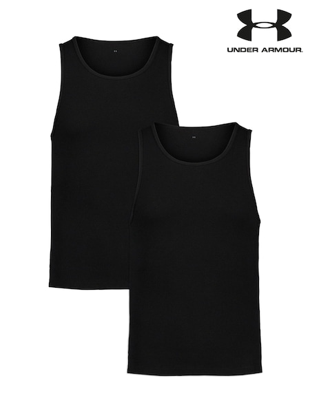 Under Armour Black Performance Cotton Under Vests 2 Pack (F06119) | €45