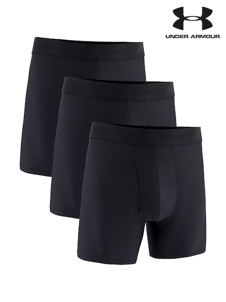 Under Armour Black Performance Tech Mesh Solid 6 inch Boxers 3 Pack (F06127) | AED198