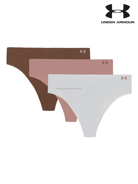 Under Armour Grey No Show Pure Stretch Thongs 3 Pack (F06128) | AED151