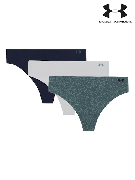 Under Armour Blue Pure Stretch No Show Thongs 3 Pack (F06130) | AED151