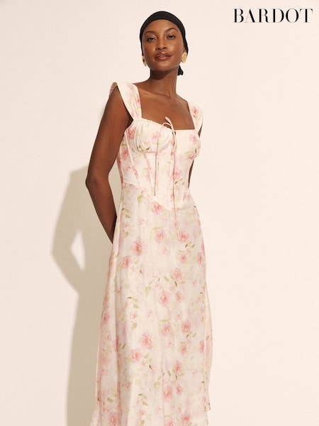 Bardot Pink Esra Printed Midi Dress (F06178) | €197