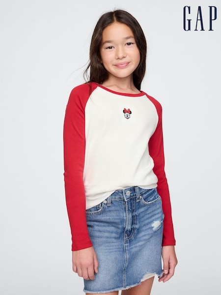 Gap Red Minnie Mouse Disney Raglan Long Sleeve T-Shirt (4-13yrs) (F06181) | €20.50