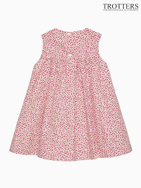 Trotters London Little White Ditsy Cherry Smocked Duck Dress (F06294) | ₪282