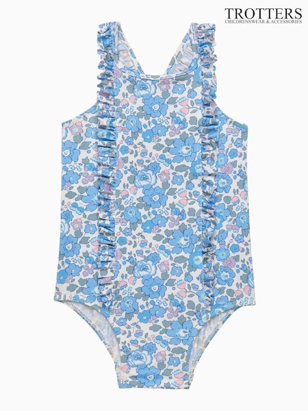 Trotters London Little Blue Liberty Print Betsy Frill Swimsuit (F06316) | $73