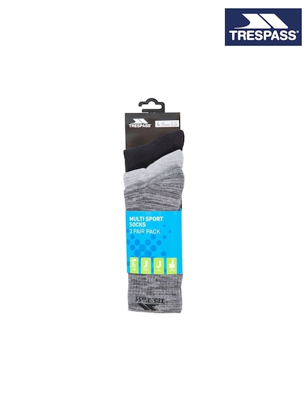 Trespass Male Grey Jack Barrow Trekking Socks 3 Pair Pack (F06364) | €22.50