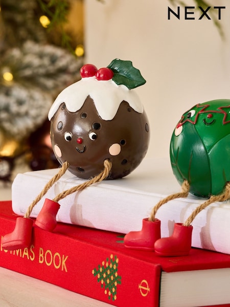 Set of 2 Red Sprout and Pudding Christmas Ornaments with Dangly Legs (F06417) | SGD 23