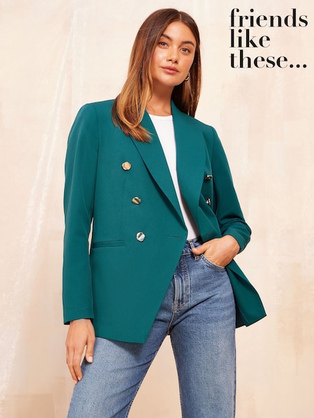 Friends Like These Green Military Gold Button Tailored Fitted Blazer (F06511) | €77