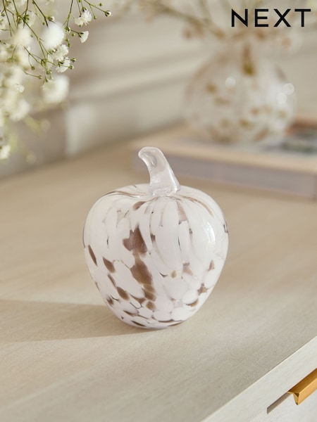 White/Gold Confetti Glass Apple Ornament (F06549) | €18