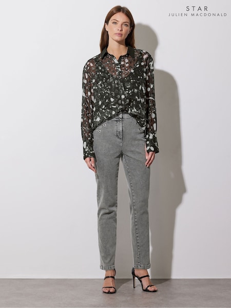 Star by Julien MacDonald Black Contrast Collar Dot Shirt (F06552) | ₪251
