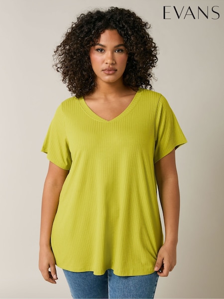 Green - Evans Short Sleeve Modal Rich Ribbed T-shirt