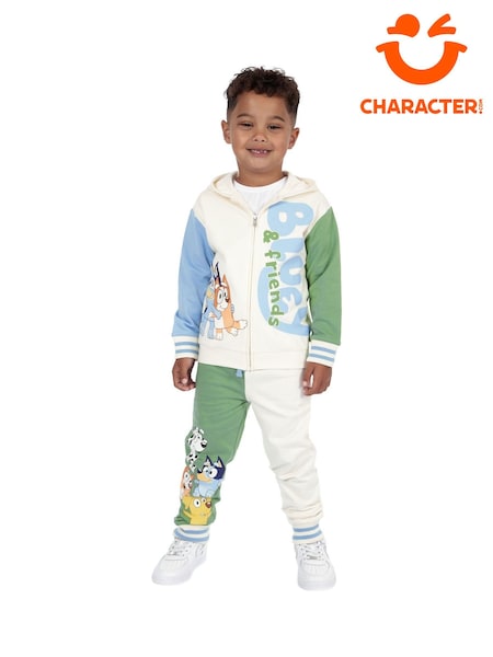 Character Cream Zipped 100% Cotton Hoodie And Joggers Set (F06580) | AED179