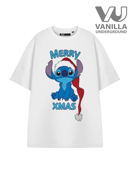 Vanilla Underground White Womens Disney Lilo & Stitch Christmas 100% Cotton T-Shirt (F06592) | $50