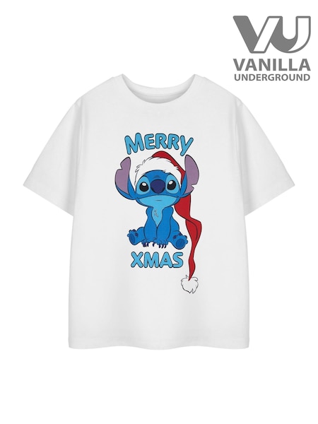 Vanilla Underground White Girls Disney Lilo & Stitch Christmas 100% Cotton T-Shirt (F06600) | €19
