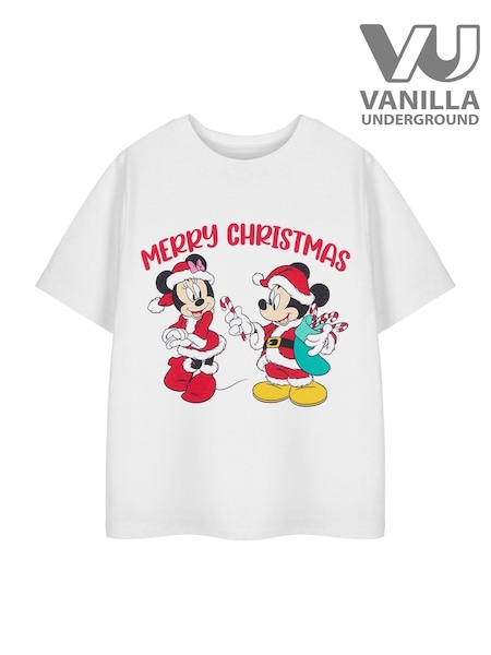 Vanilla Underground White Girls Disney Mickey & Minnie Mouse Christmas 100% Cotton T-Shirt (F06601) | €20