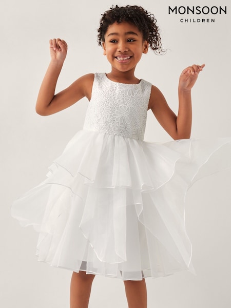 Monsoon Natural Lace Petal Flower Girl Dress (F06609) | €86 - €99
