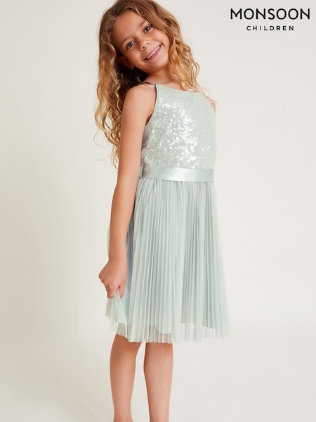 أخضر - Monsoon Keita Embellished Plisse Dress (F06615) | ‏25 ر.ع.‏ - ‏30 ر.ع.‏