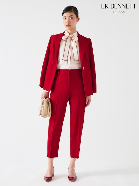 LK Bennett Red Mya Twill Single Breasted Blazer (F06711) | ₪1,504