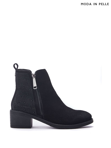 Moda in Pelle Oriane Glitz Back Casual Ankle Black Boots (F06723) | AED404
