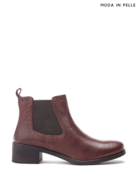 Maro - Moda in Pelle PERNILLA BROGUE DETAIL LEATHER CHELSEA BOOT (F06724) | 737 LEI