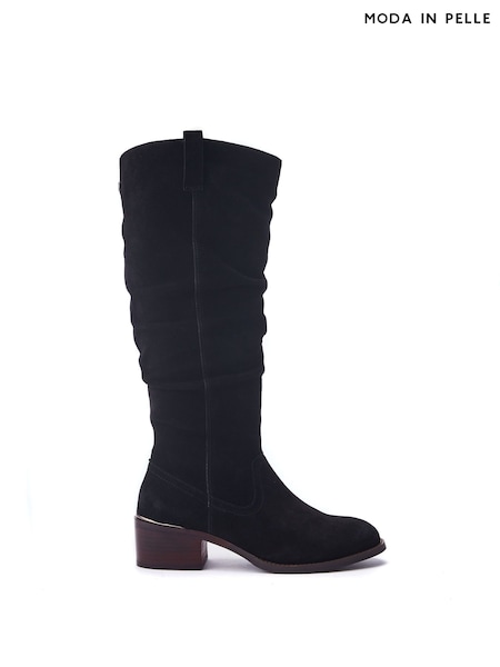 Negru - Moda in Pelle Raissa Long Rouched Boots (F06733) | 881 LEI