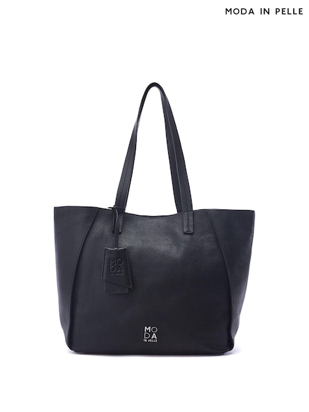 Moda in Pelle Aspen Leather Tote Black Bag (F06737) | ₪699