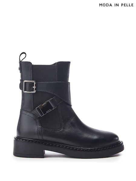 Moda in Pelle Piorro Buckle and Clip Detail Leather Ankle Boots (F06743) | ₪699