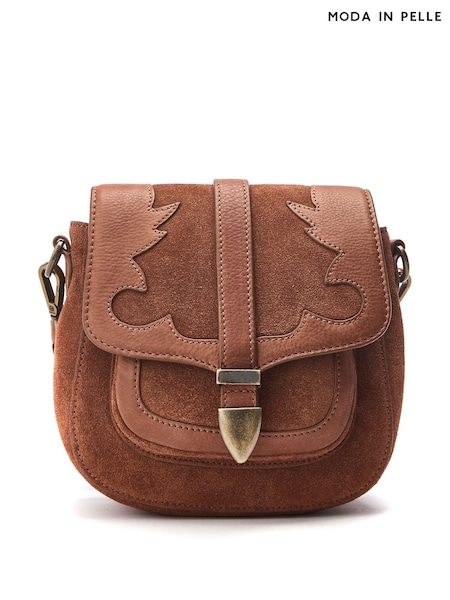 Brun - Moda In Pelle Alyson Western Leather Suede Cross Body Bag (F06748) | kr2 080