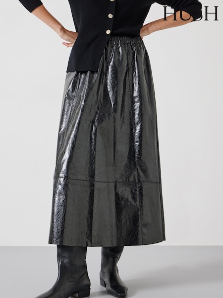 Hush Black Crackled Patent Skirt (F06752) | ₪603