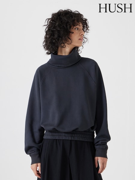 Hush Blue Cowl Neck Sweatshirt (F06769) | ₪352