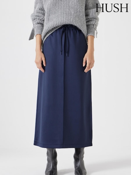 Hush Blue Harrison Pintuck Jersey Skirt (F06788) | ₪402