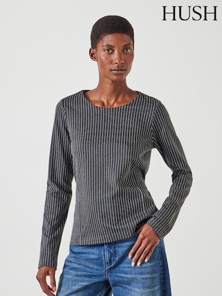 Hush Grey Tie Back Seamed Top (F06798) | kr714