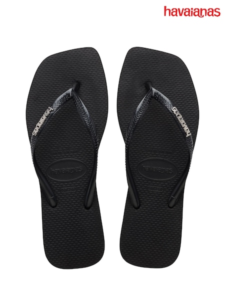 Havaianas Slim Square Logo Metallic Black Sandals (F06845) | €45