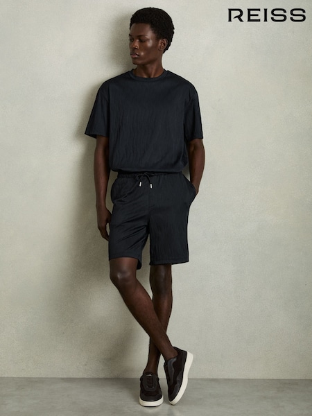 Reiss Navy Alvar Wave Jacquard Drawstring Shorts (F06915) | €134