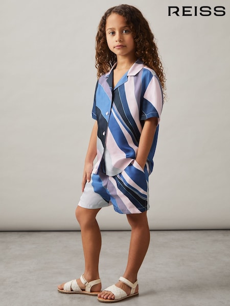 أزرق طباعة - Reiss Tommi Printed Drawstring-Waist Shorts (F06919) | ‏274 د.إ.‏