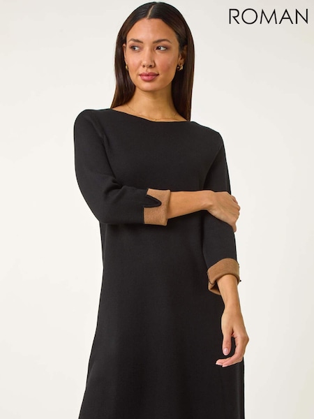 Musta - Roman Double Faced Knitted Shfit Dress (F06955) | €91