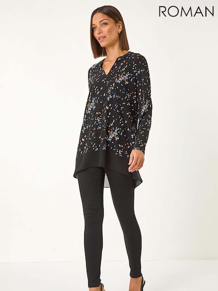 Roman Abstract Print V-Neck Tunic Top (F06961) | 62 €