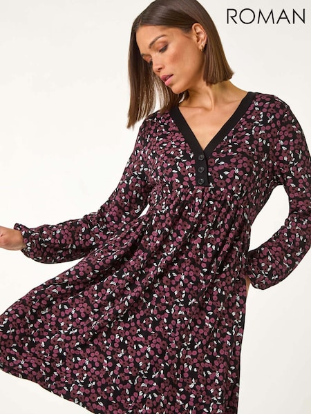 Roman Ditsy Floral Print Button Detail Dress (F06964) | R$ 580