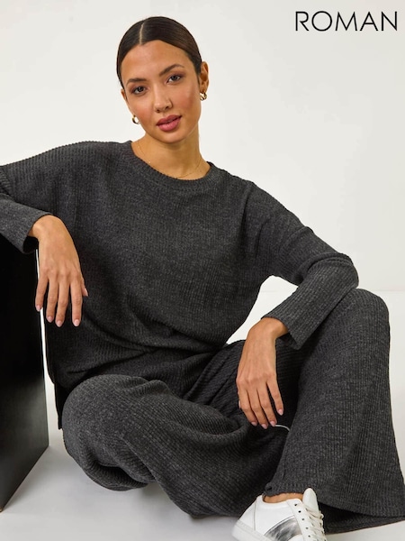 Roman Grey Soft Touch Wide Leg Trousers (F06972) | €51