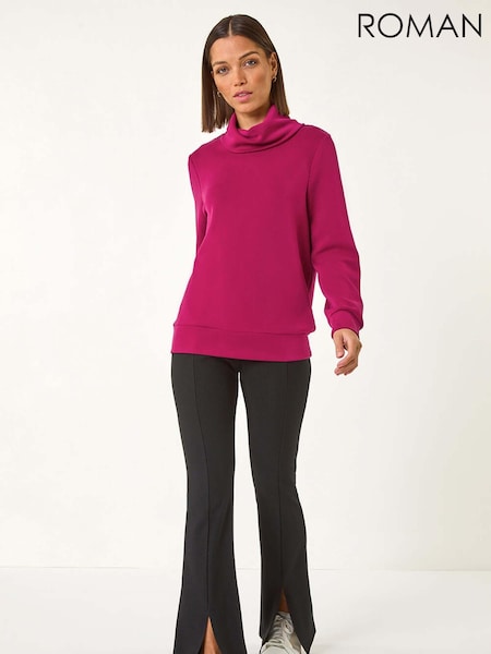 Roman Purple Roll Neck Soft Scuba Top (F06987) | 260 QAR