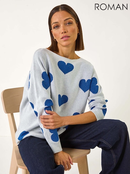 Roman Grey Shimmer Heart Knit Jumper (F06994) | 2,523 UAH