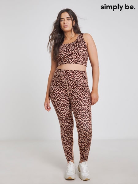 Simply Be Brown Leopard Print Active Crop Top (F07078) | €37