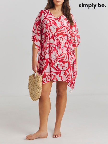 Simply Be Red Beach To Beach Embellished Kaftan (F07101) | €33
