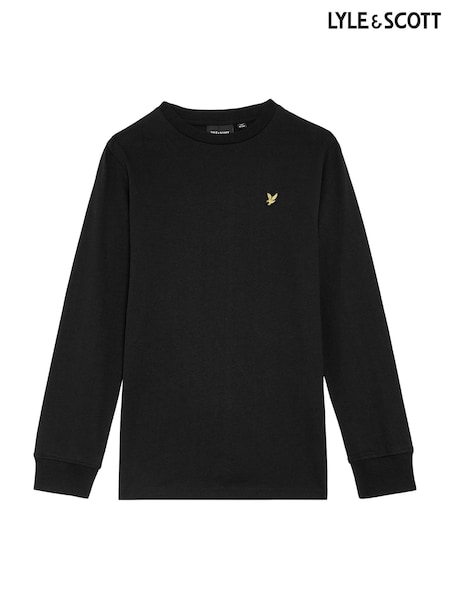 Lyle & Scott Black Plain Long Sleeve 100% Cotton T-Shirt (F07132) | AED146 - AED175