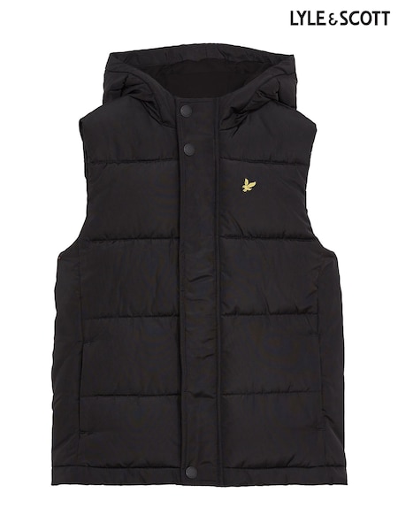 Lyle & Scott Black Padded Hooded Gilet (F07136) | AED204 - AED218