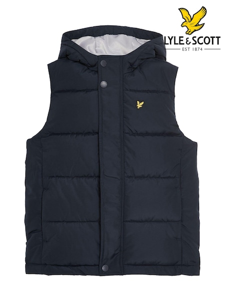 Lyle & Scott Blue Padded Hooded Gilet (F07197) | AED218